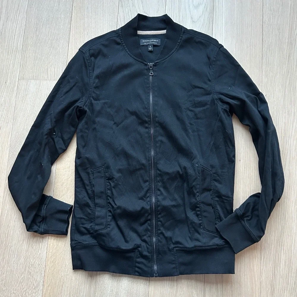 Banana Republic Factory Luxe‎ Touch Performance Bomber Jacket Black Mens Small